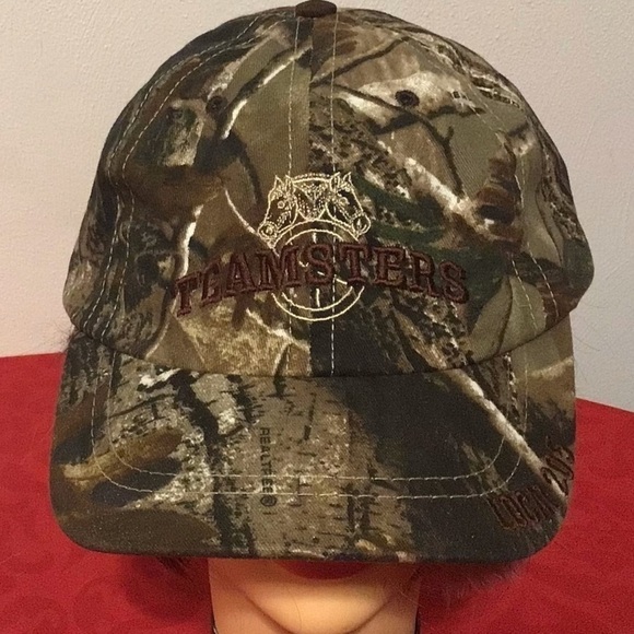 VINTAGE Teamsters Union Camo USA Trucker Hat Cap - Picture 3 of 7